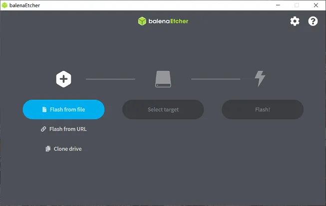 balenaEtcher selecting the image file