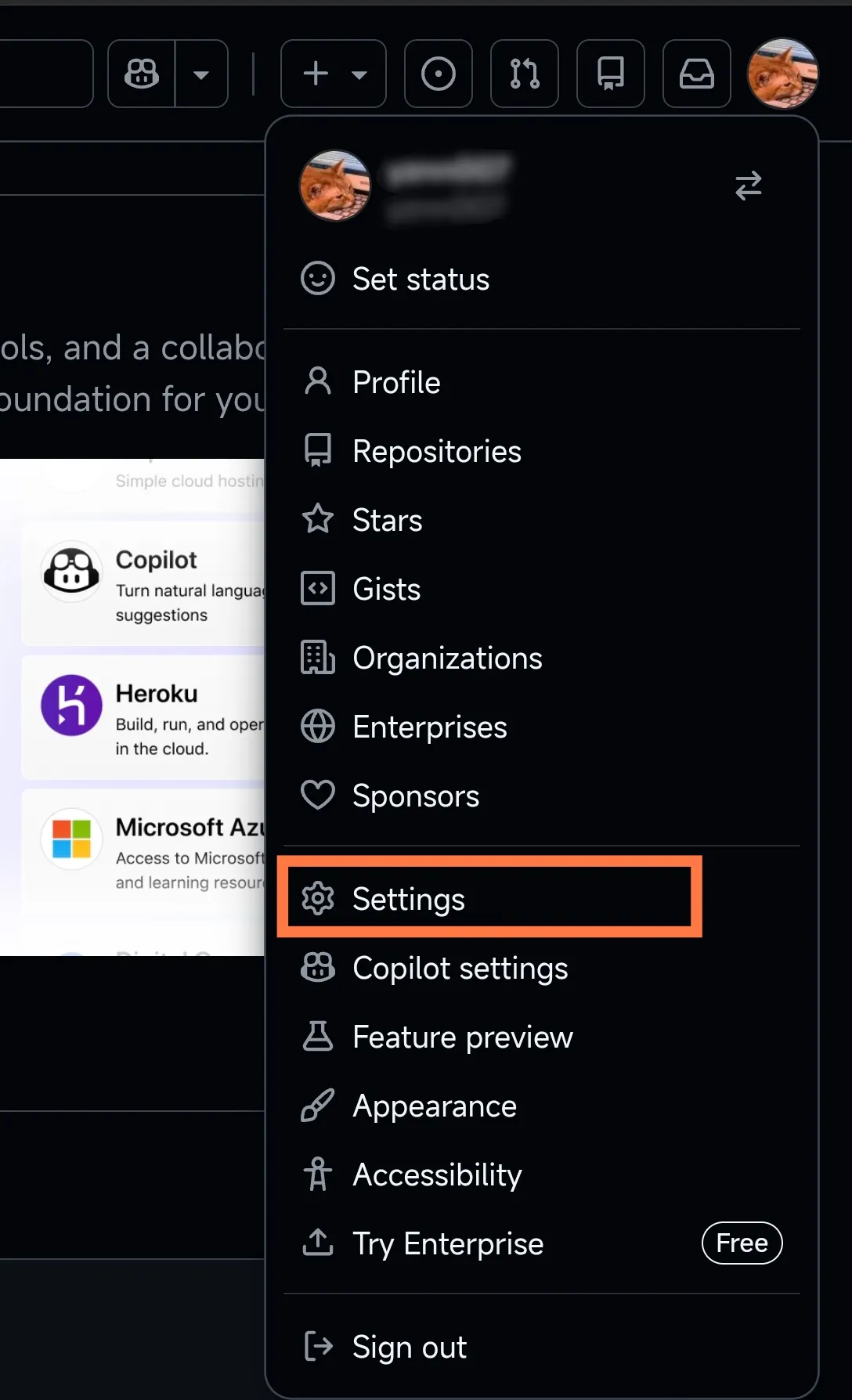 GitHub 账号设置入口